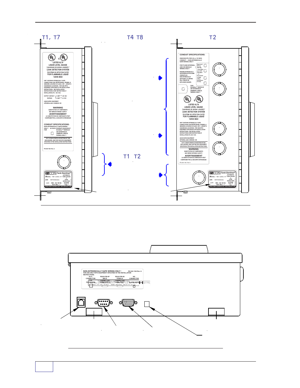 Ts-2001, T1, t7 ), printer is optional with the ( t4 t8 ), T2 ) ( t1 t2 ) | C# 2 c c c # 1 c, Page 7 - 2 tank sentinel, Installation guide | Franklin Fueling Systems Tank Sentinel (TS-1001, 2001, 504, 508 & 750) Installation User Manual | Page 45 / 98