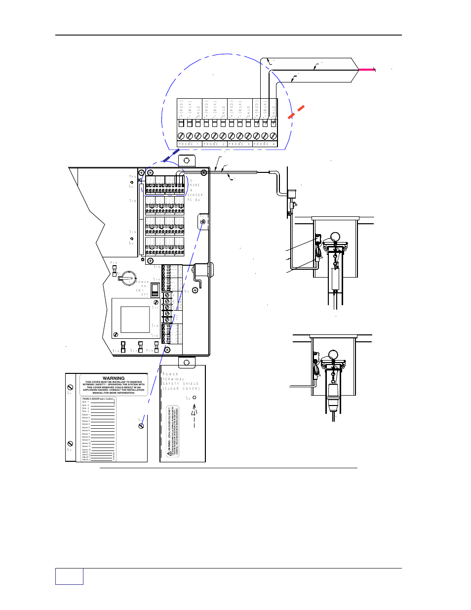 Page 7 - 10 tank sentinel, Installation guide, See wiring detail based on probe type (model) | Eys seal rmc (typical), Black wire ( - ) shld (shield) - bare wire, Red, or yellow wire ( + ), Red, yellow, or white wire ( + ), Shld) shield, - bare wire - black wire ( - ), Warning | Franklin Fueling Systems Tank Sentinel (TS-1001, 2001, 504, 508 & 750) Installation User Manual | Page 53 / 98