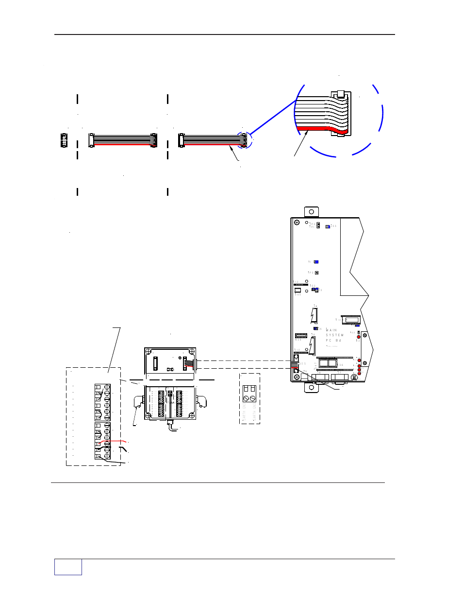 Figure 7-8c. ts-sem britebox, Connection & sensor wiring details, Page 7 - 16 tank sentinel | Installation guide, J11 or j2, Britebus ribbon cable detail (right side looped) | Franklin Fueling Systems Tank Sentinel (TS-1001, 2001, 504, 508 & 750) Installation User Manual | Page 59 / 98