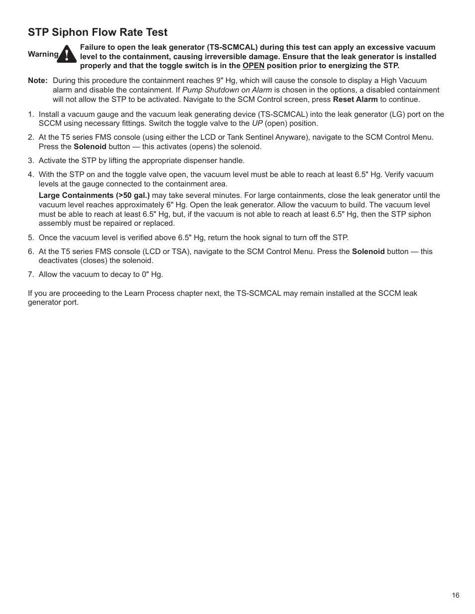 Stp siphon flow rate test | Franklin Fueling Systems TS-550/TS-5000 consoles Secondary Containment Monitoring User Manual | Page 19 / 28