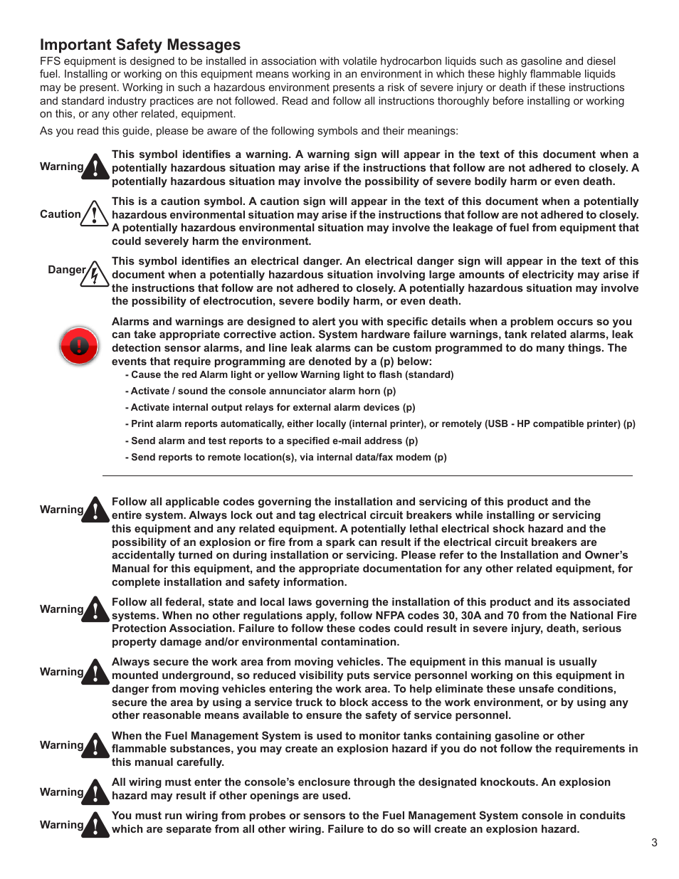 Important safety messages | Franklin Fueling Systems TS-5000 evo MODBUS Installation & Setup User Manual | Page 3 / 22