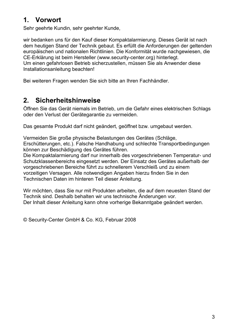 Vorwort, Sicherheitshinweise | ABUS SG1810 Profiline sounder User Manual | Page 3 / 40