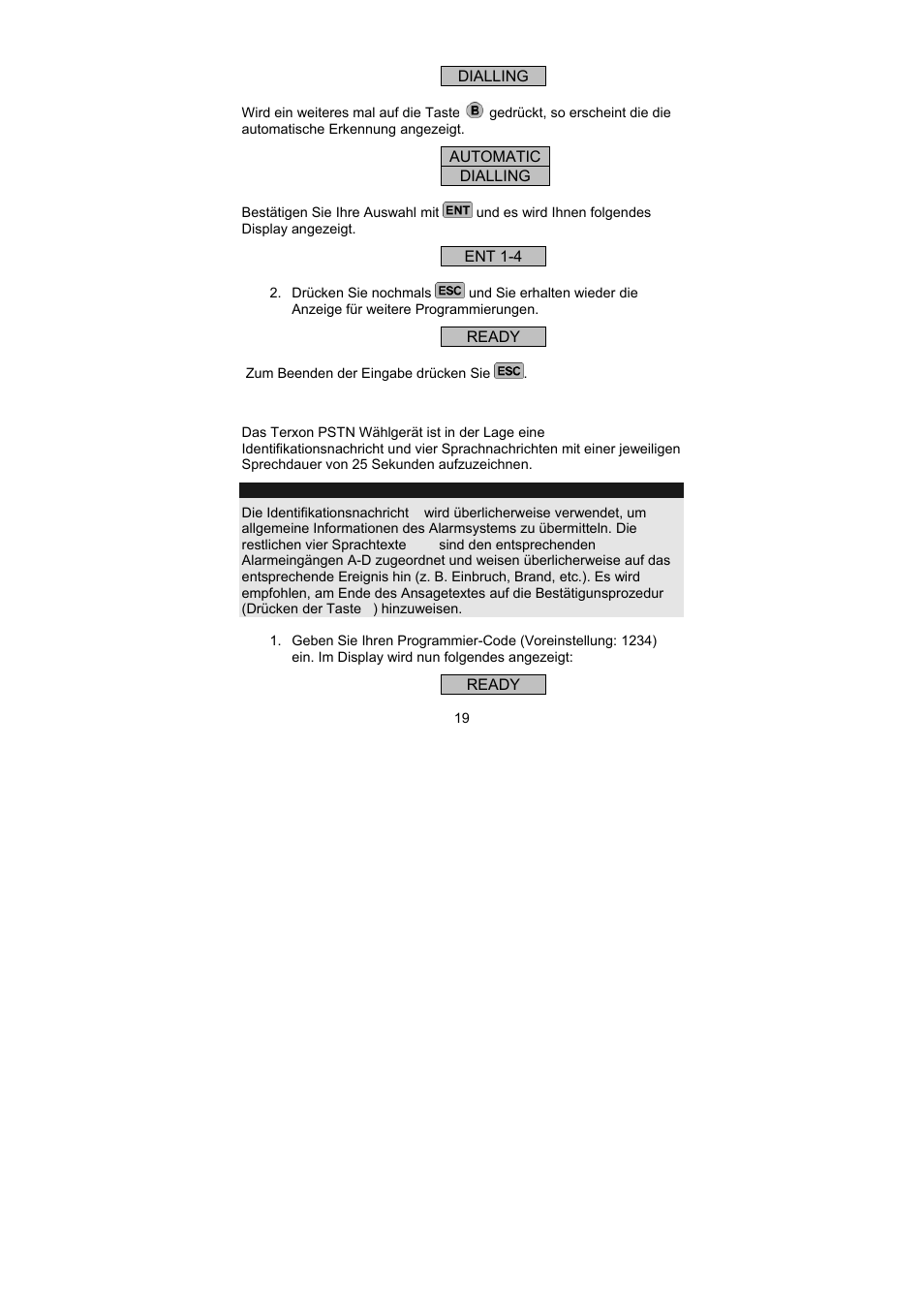 ABUS AZ6301 Terxon PSTN dialer User Manual | Page 19 / 189