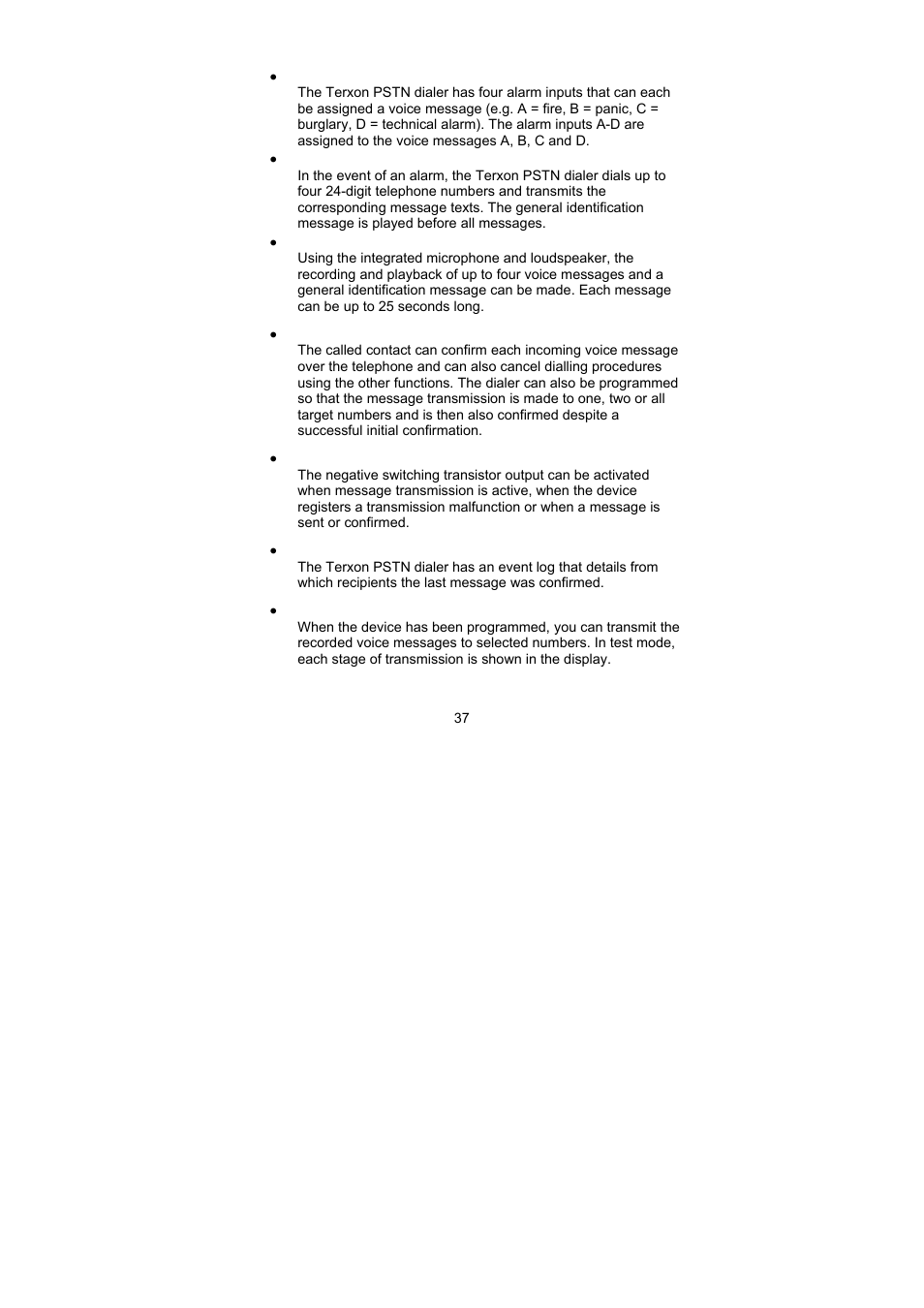 ABUS AZ6301 Terxon PSTN dialer User Manual | Page 37 / 189