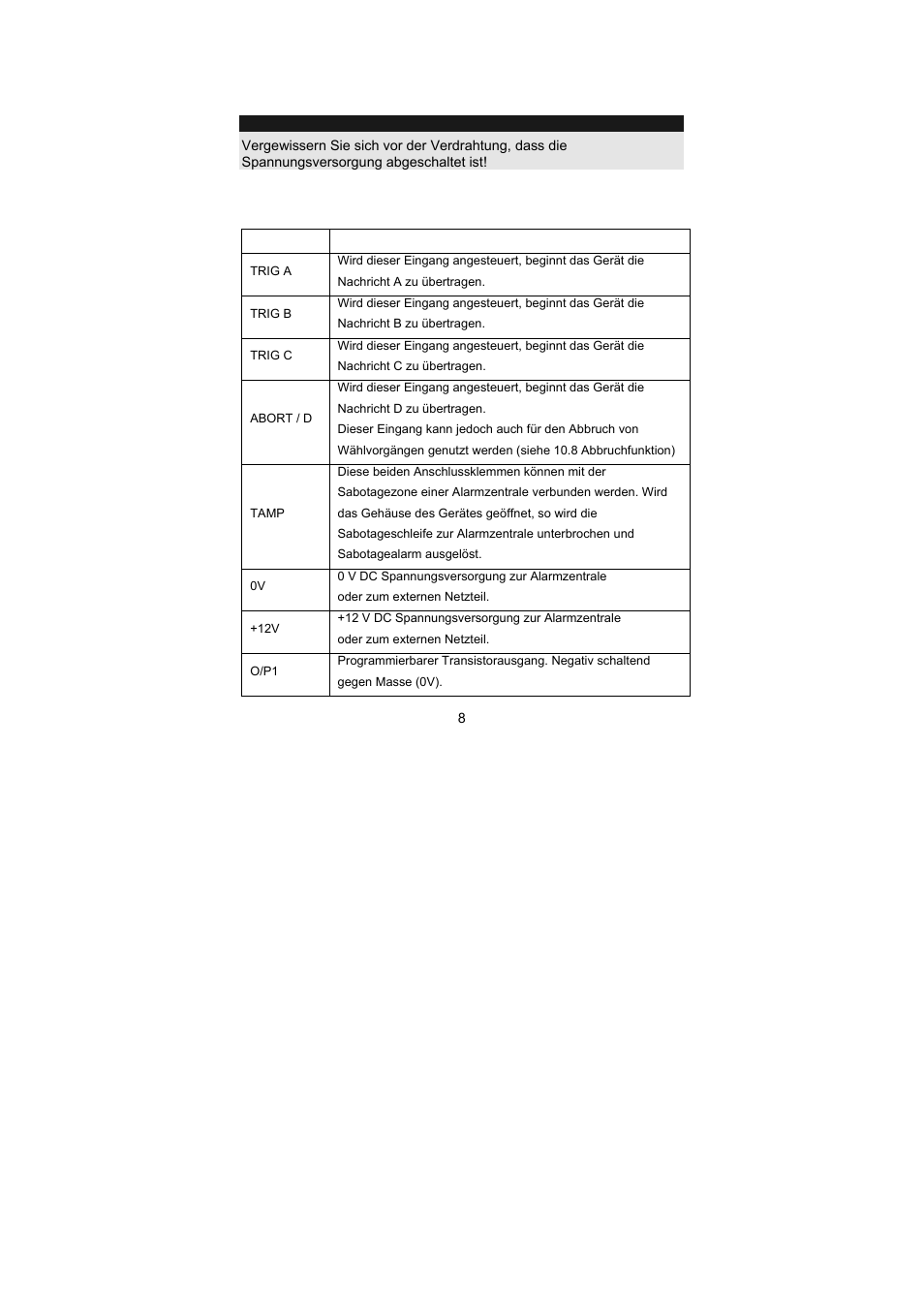 Anschlüsse, 1 allgemein | ABUS AZ6301 Terxon PSTN dialer User Manual | Page 8 / 189