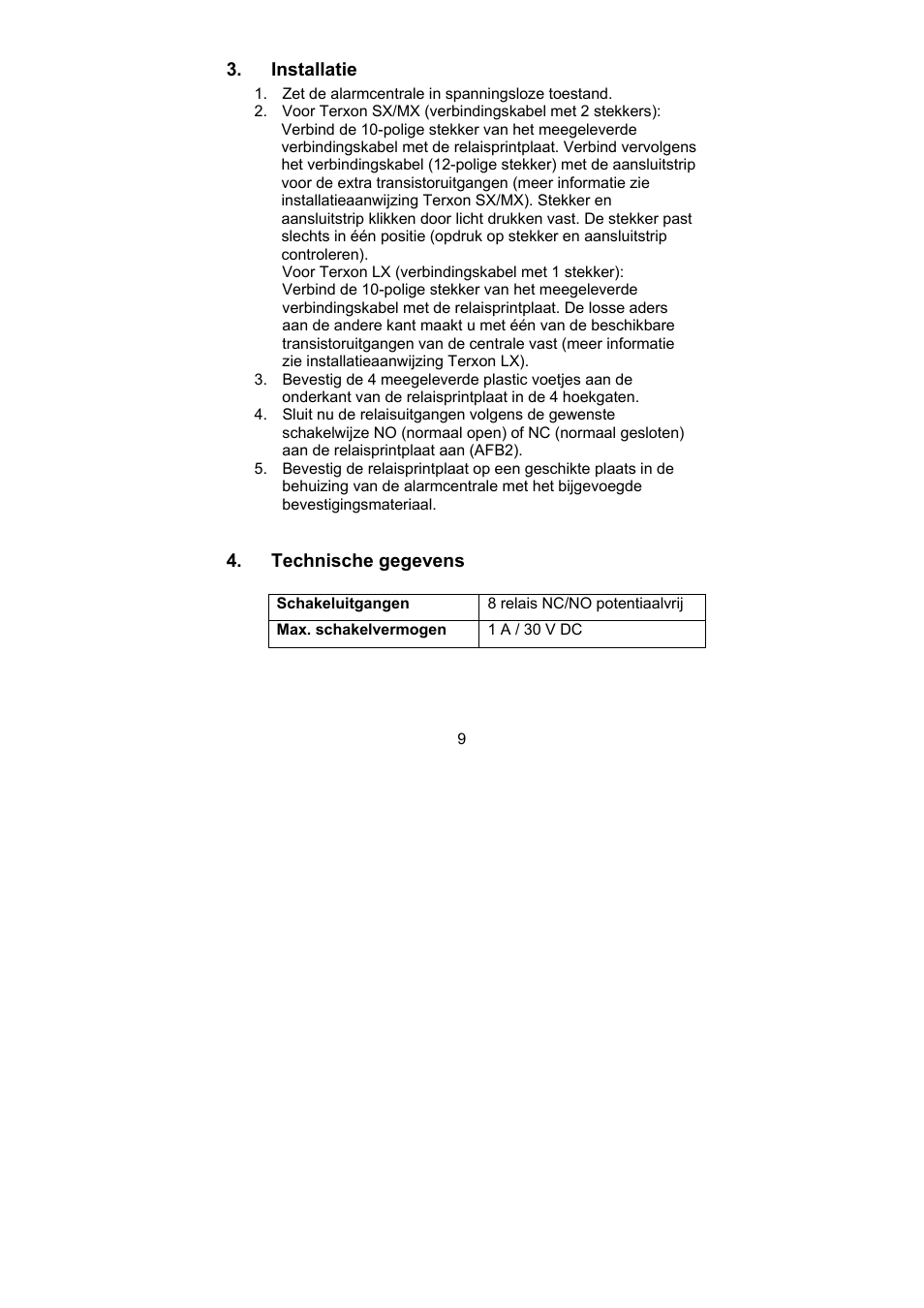 ABUS AZ4140 Relay board for the Terxon SX_MX_LX, 8 outputs User Manual | Page 9 / 14