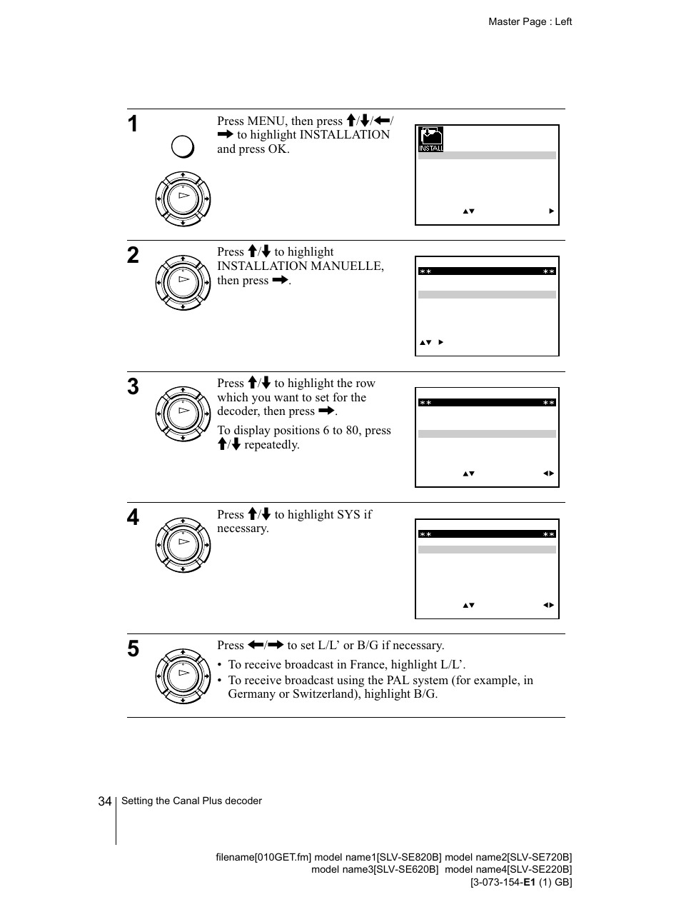 Press m/m to highlight sys if neeessary | Sony SLV-SE220B User Manual | Page 34 / 80