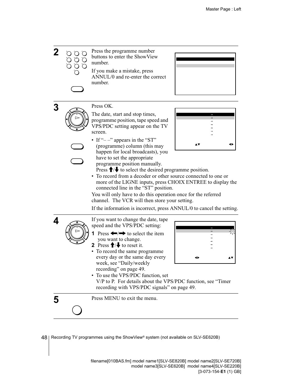 Sony SLV-SE220B User Manual | Page 48 / 80