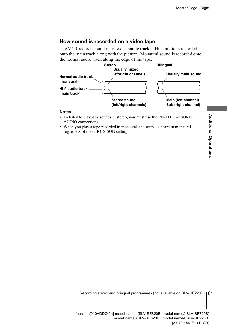 Notes | Sony SLV-SE220B User Manual | Page 61 / 80