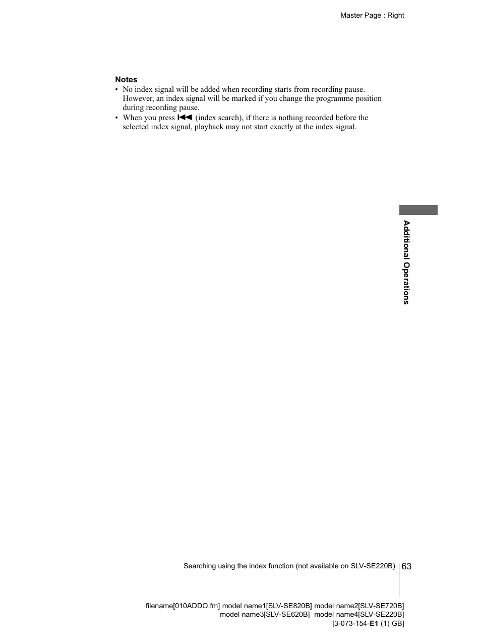 Notes | Sony SLV-SE220B User Manual | Page 63 / 80