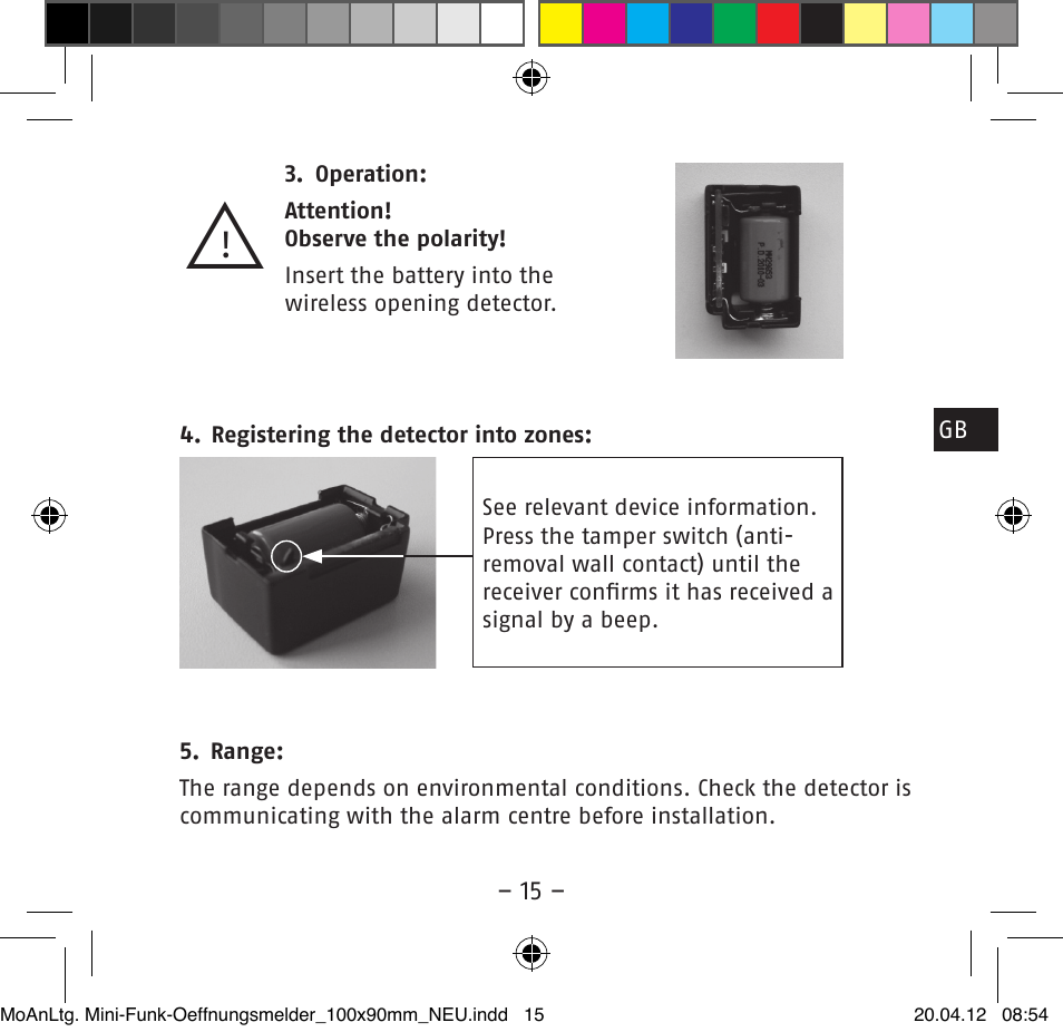 ABUS FUMK50020 Secvest Mini Wireless Magnetic Contact Detector User Manual | Page 15 / 52