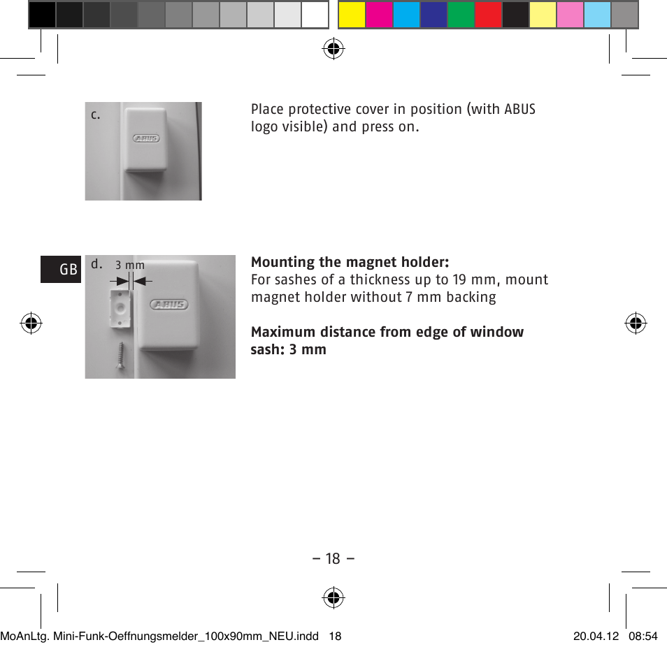 ABUS FUMK50020 Secvest Mini Wireless Magnetic Contact Detector User Manual | Page 18 / 52