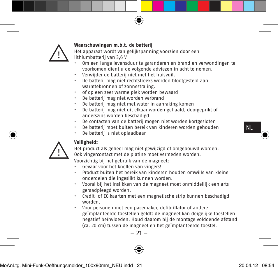 ABUS FUMK50020 Secvest Mini Wireless Magnetic Contact Detector User Manual | Page 21 / 52