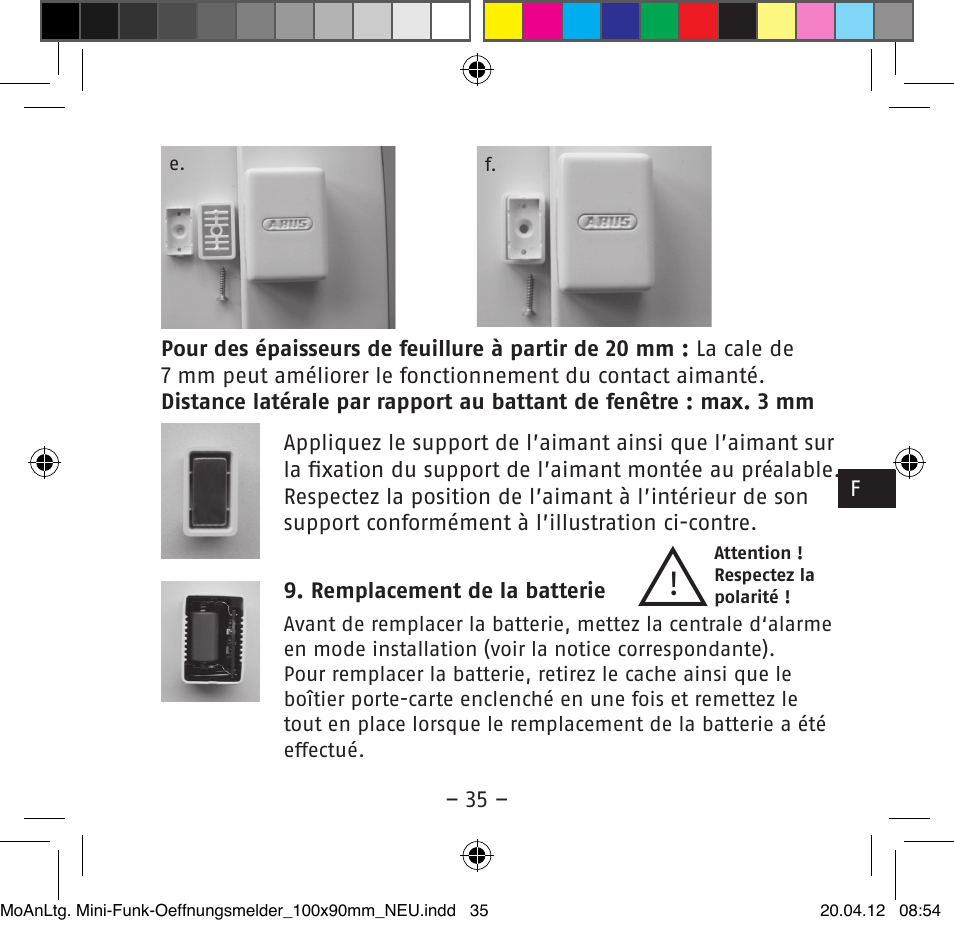 ABUS FUMK50020 Secvest Mini Wireless Magnetic Contact Detector User Manual | Page 35 / 52