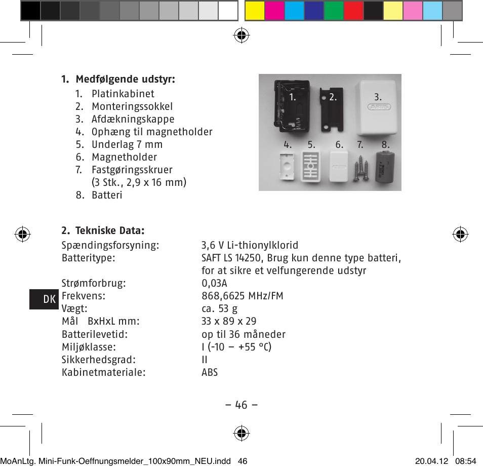 ABUS FUMK50020 Secvest Mini Wireless Magnetic Contact Detector User Manual | Page 46 / 52