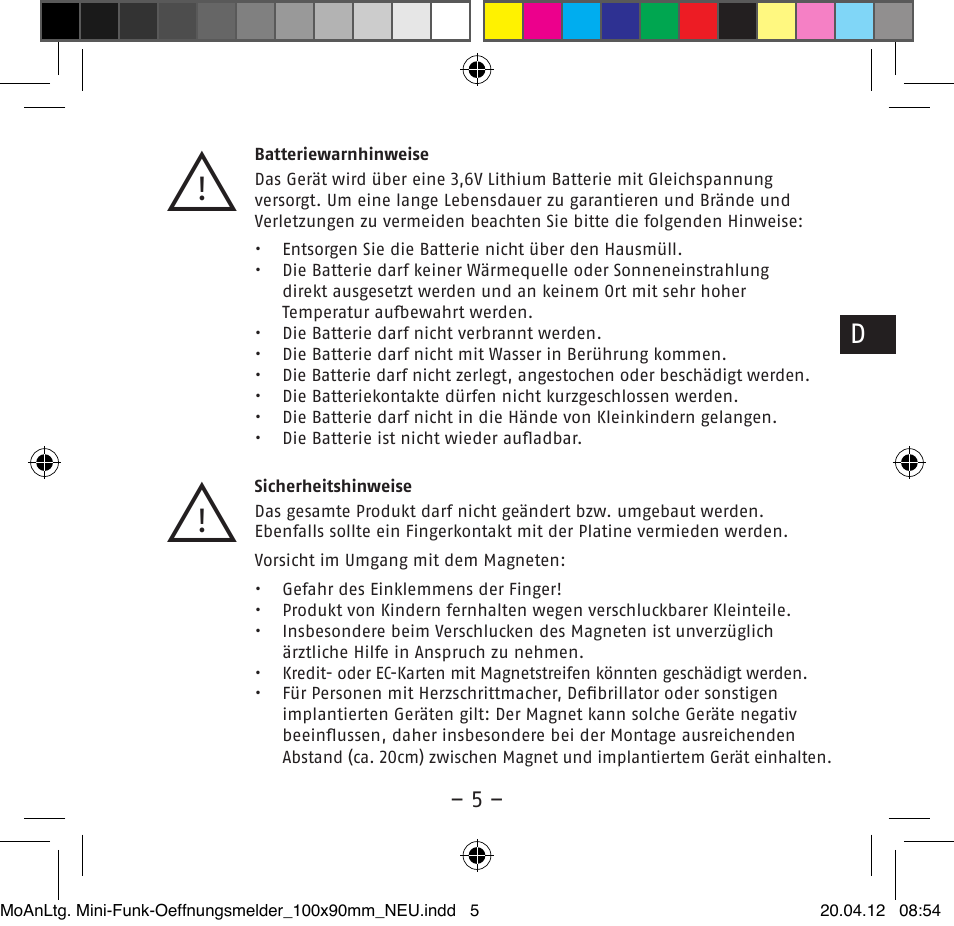 ABUS FUMK50020 Secvest Mini Wireless Magnetic Contact Detector User Manual | Page 5 / 52
