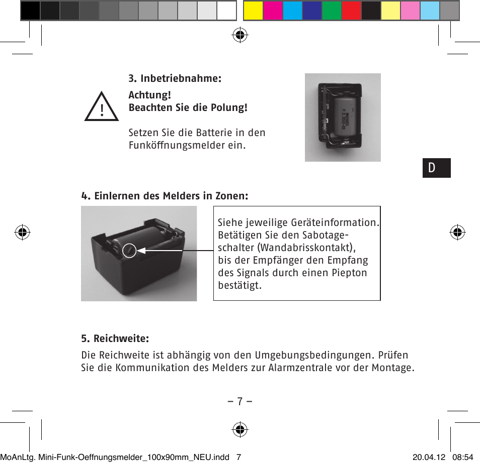 ABUS FUMK50020 Secvest Mini Wireless Magnetic Contact Detector User Manual | Page 7 / 52