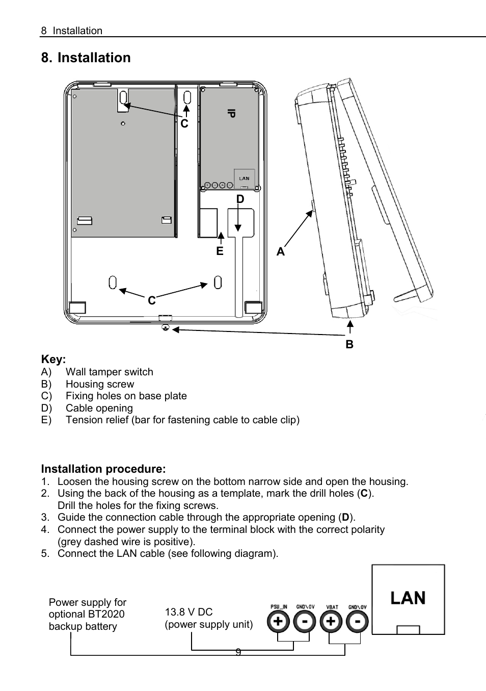 Installation | ABUS FUAA10021 Secvest IP Basic Set Operating instructions User Manual | Page 10 / 81