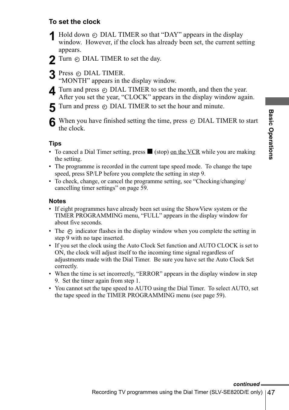 Sony SLV-SE220D User Manual | Page 47 / 80