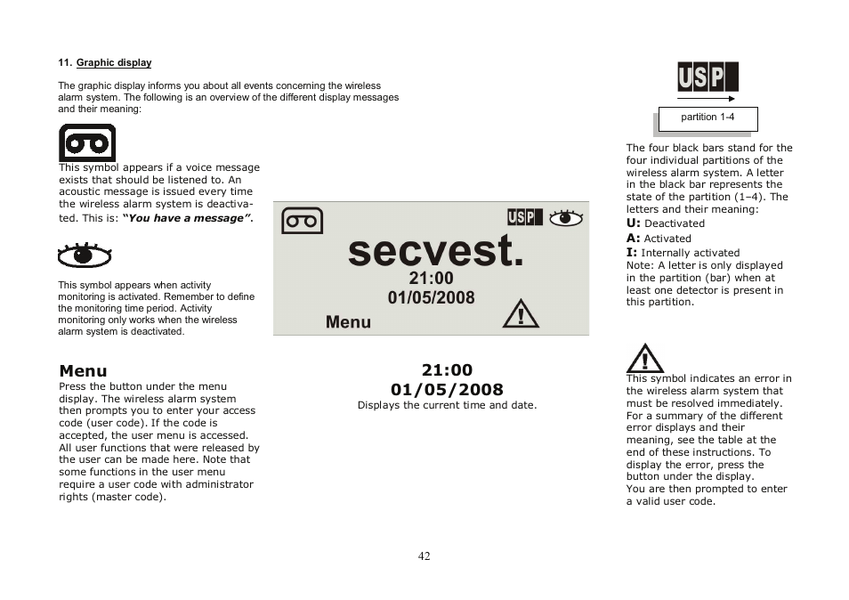 Menu | ABUS FU8007 Secvest 2WAY Base Kit Installation User Manual | Page 42 / 106