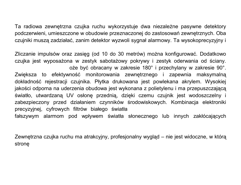 Charakterystyka | ABUS FUBW50021 Secvest wireless outdoor motion detector User Manual | Page 96 / 110
