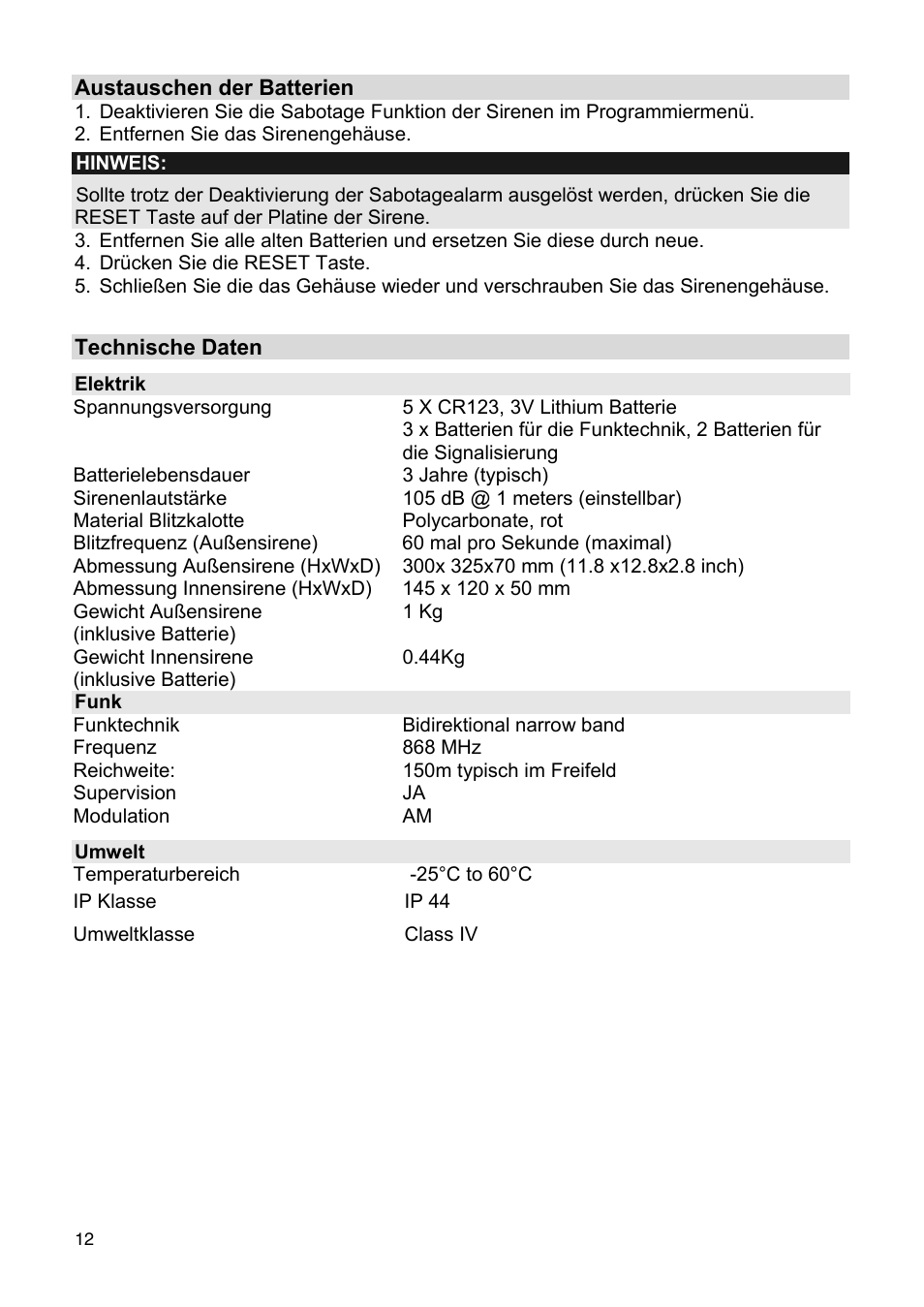 ABUS FU9080 Privest Wireless Outdoor Siren User Manual | Page 12 / 56
