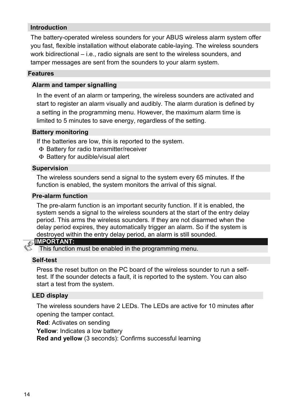 ABUS FU9080 Privest Wireless Outdoor Siren User Manual | Page 14 / 56