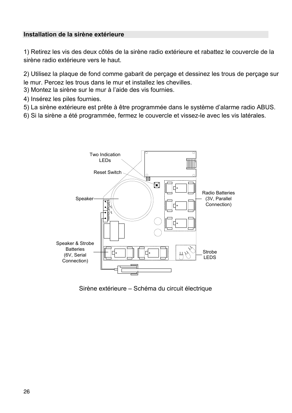 Sirène extérieure – schéma du circuit électrique | ABUS FU9080 Privest Wireless Outdoor Siren User Manual | Page 26 / 56