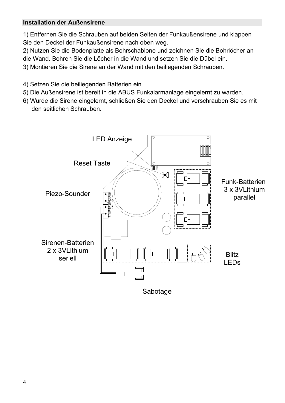 ABUS FU9080 Privest Wireless Outdoor Siren User Manual | Page 4 / 56