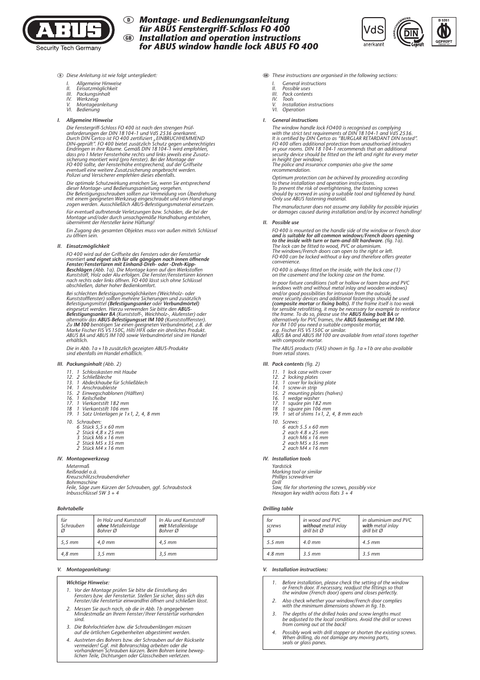 ABUS FO 400 User Manual | Page 2 / 7