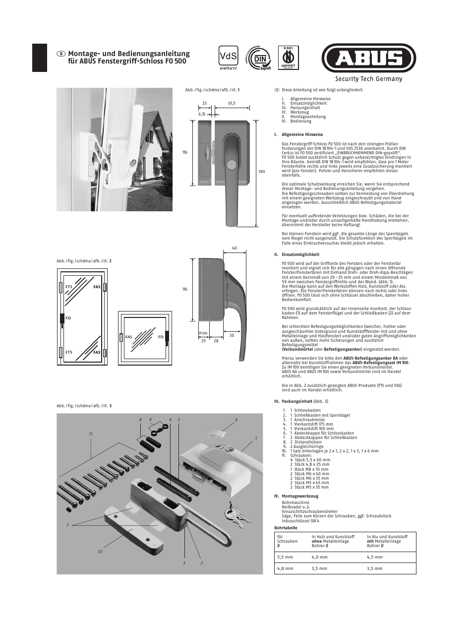 ABUS FO 500 W AL0089 User Manual | 6 pages