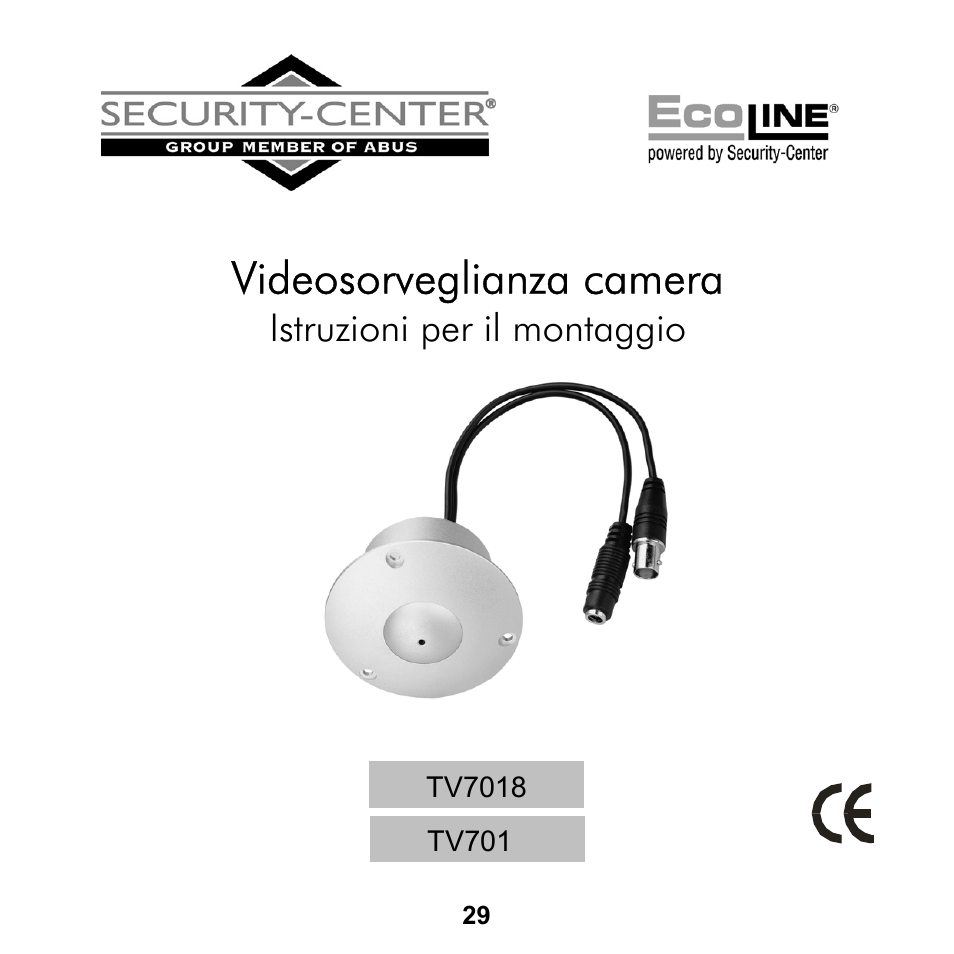 Videosorveglianza camera, Istruzioni per il montaggio | ABUS TV7019 User Manual | Page 29 / 56