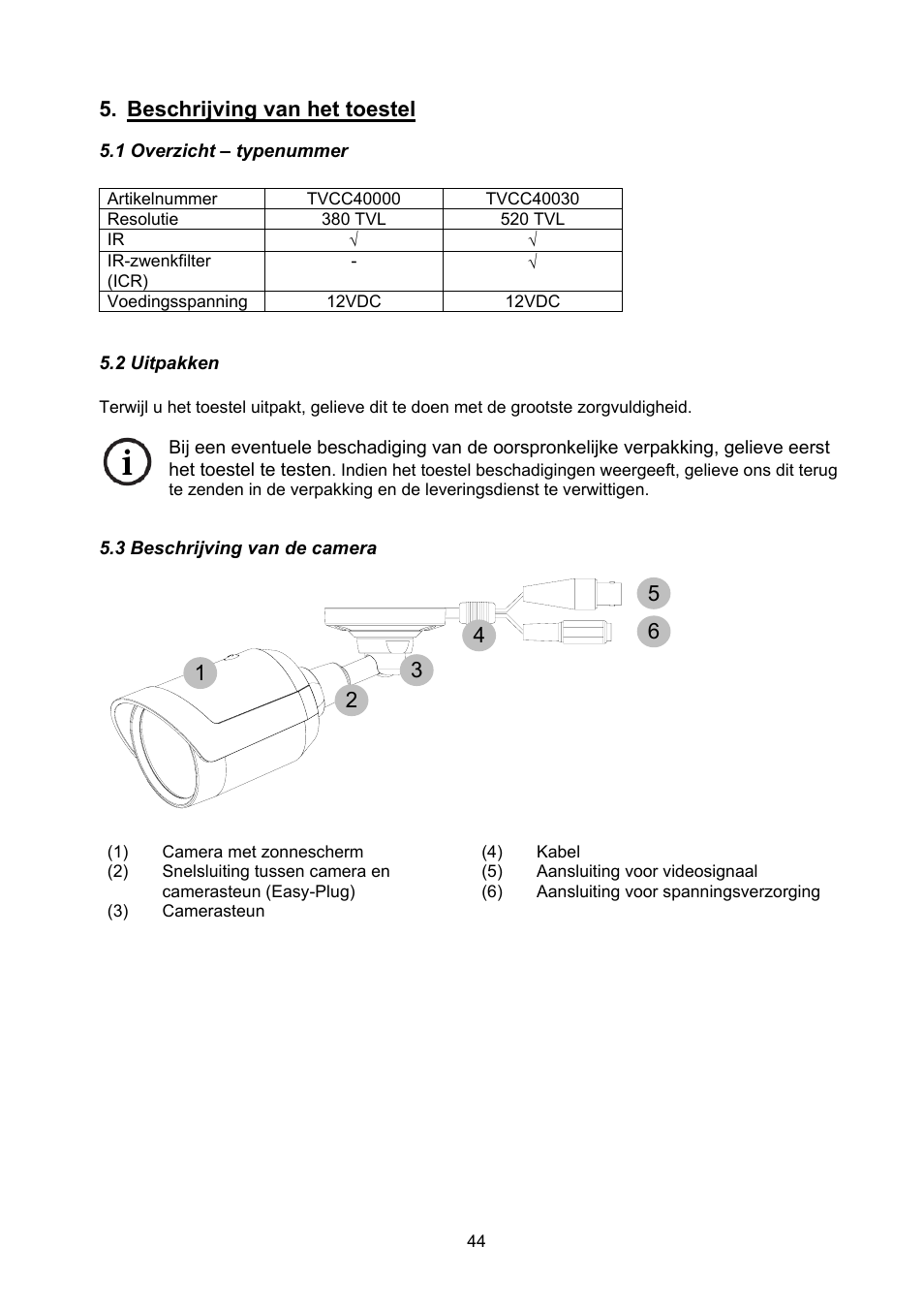 Beschrijving van het toestel | ABUS TVCC40000–TVCC40030 User Manual | Page 44 / 62