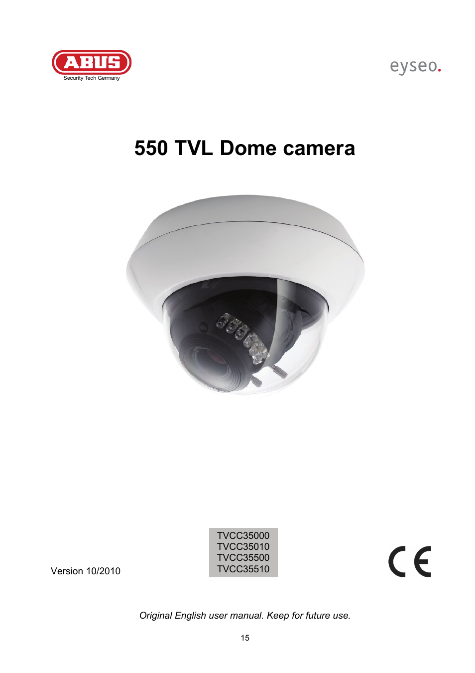 550 tvl dome camera | ABUS TVCC35510 User Manual | Page 15 / 63