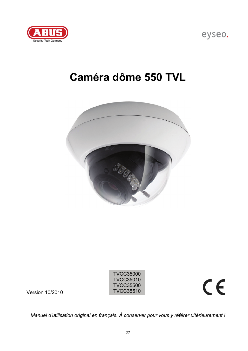 Caméra dôme 550 tvl | ABUS TVCC35510 User Manual | Page 27 / 63