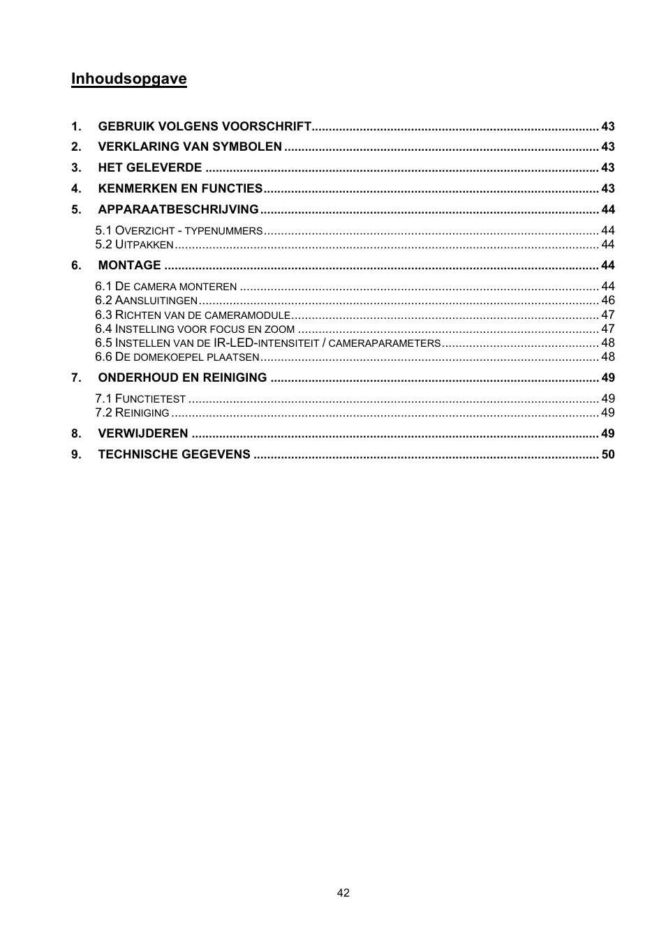 Inhoudsopgave | ABUS TVCC35510 User Manual | Page 42 / 63