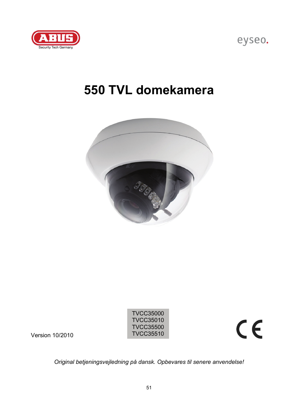 550 tvl domekamera | ABUS TVCC35510 User Manual | Page 51 / 63