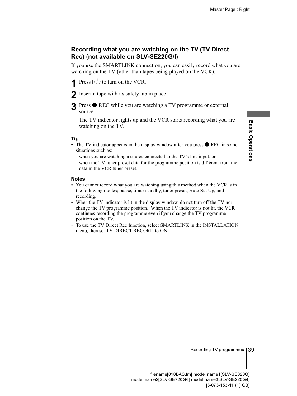 See “recording what you are watching on the tv | Sony SLV-SE220G User Manual | Page 39 / 76