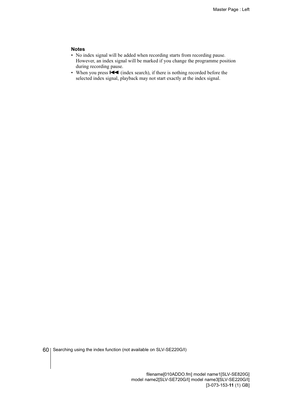 Notes | Sony SLV-SE220G User Manual | Page 60 / 76
