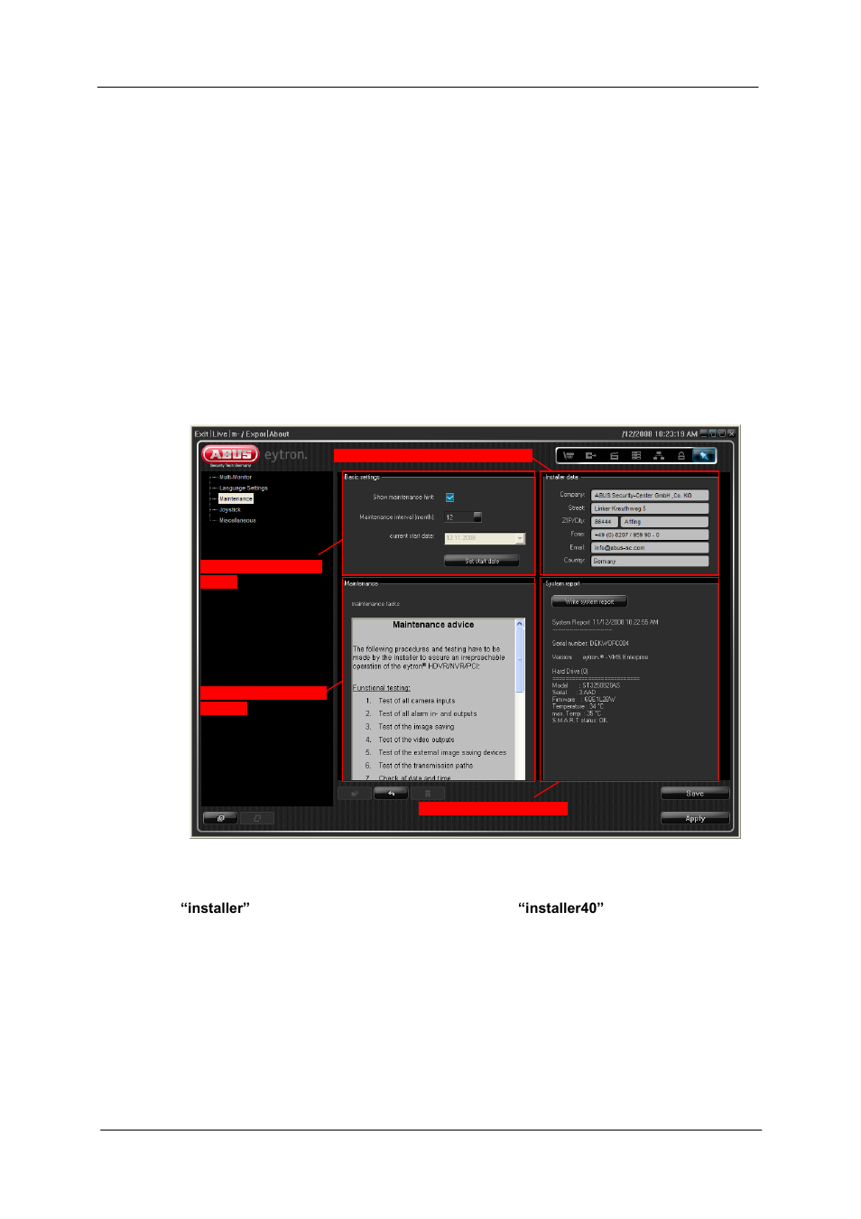 Maintenance, Connection of a standard joystick | ABUS TV3220 User Manual | Page 131 / 171