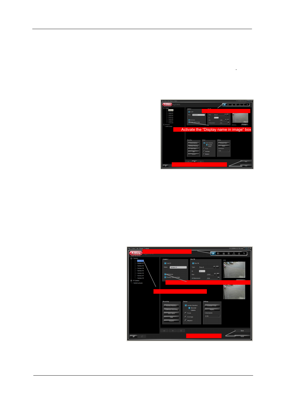 Displaying a camera name in the live image, Saving reference images | ABUS TV3220 User Manual | Page 60 / 171