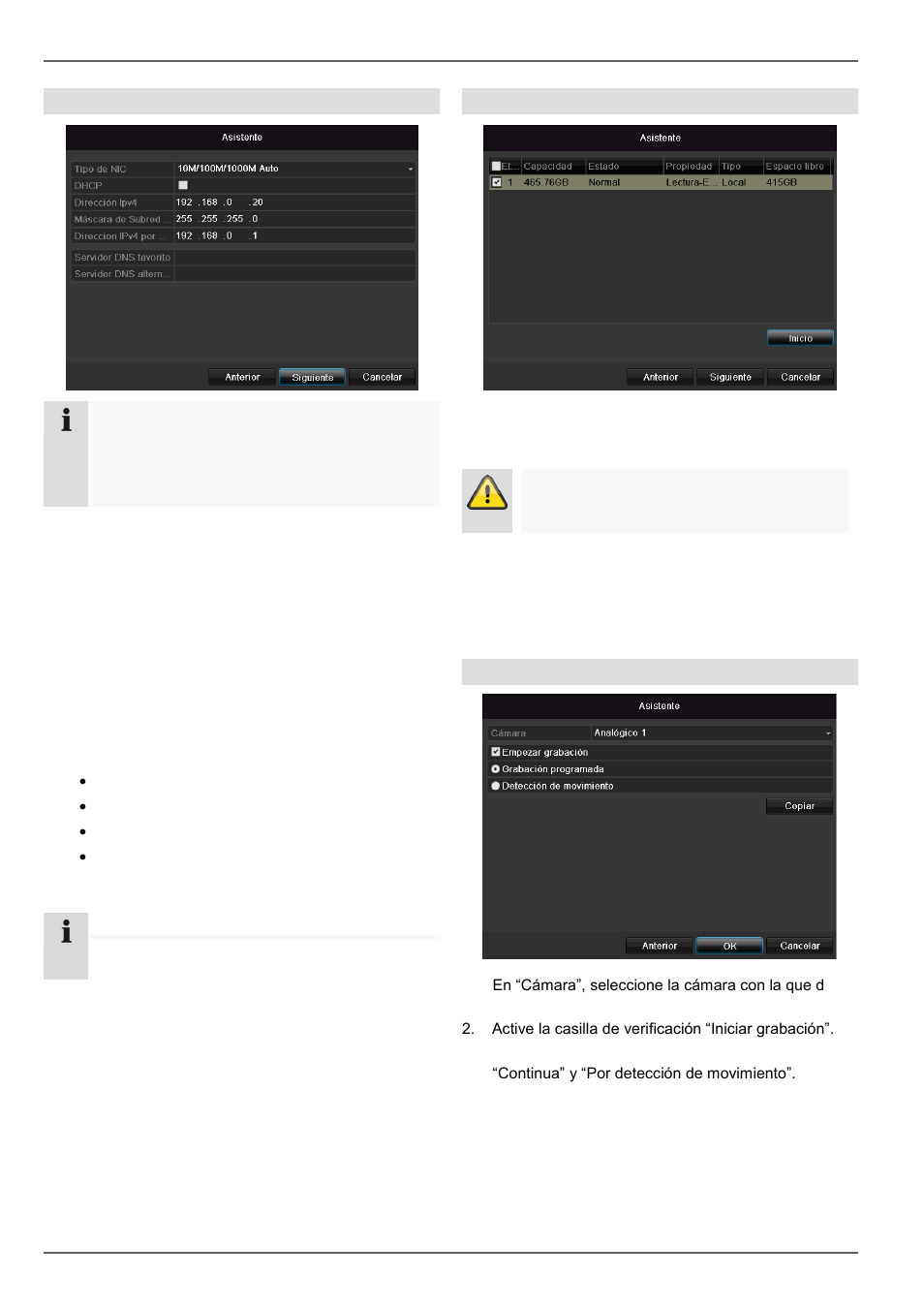 Asistente de configuración, Configuración de la red, Administración de discos duros | Grabación de la cámara | ABUS TVVR30004 Operating instructions User Manual | Page 302 / 569
