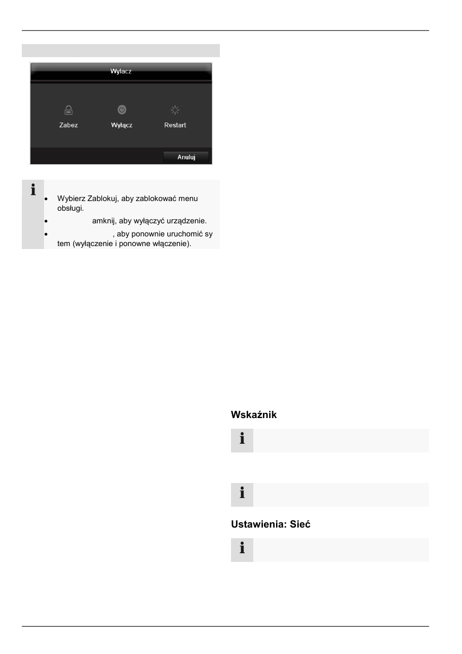 Wskaźnik, Ustawienia: zapis, Ustawienia: sieć | ABUS TVVR30004 Operating instructions User Manual | Page 391 / 569