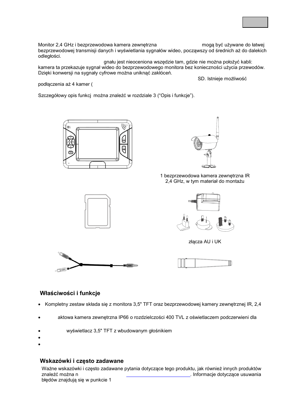 Przeznaczenie, Zakres dostawy, Właściwości i funkcje | Wskazówki i często zadawane, Polski 1. przeznaczenie | ABUS TVAC15000B User Manual | Page 50 / 87
