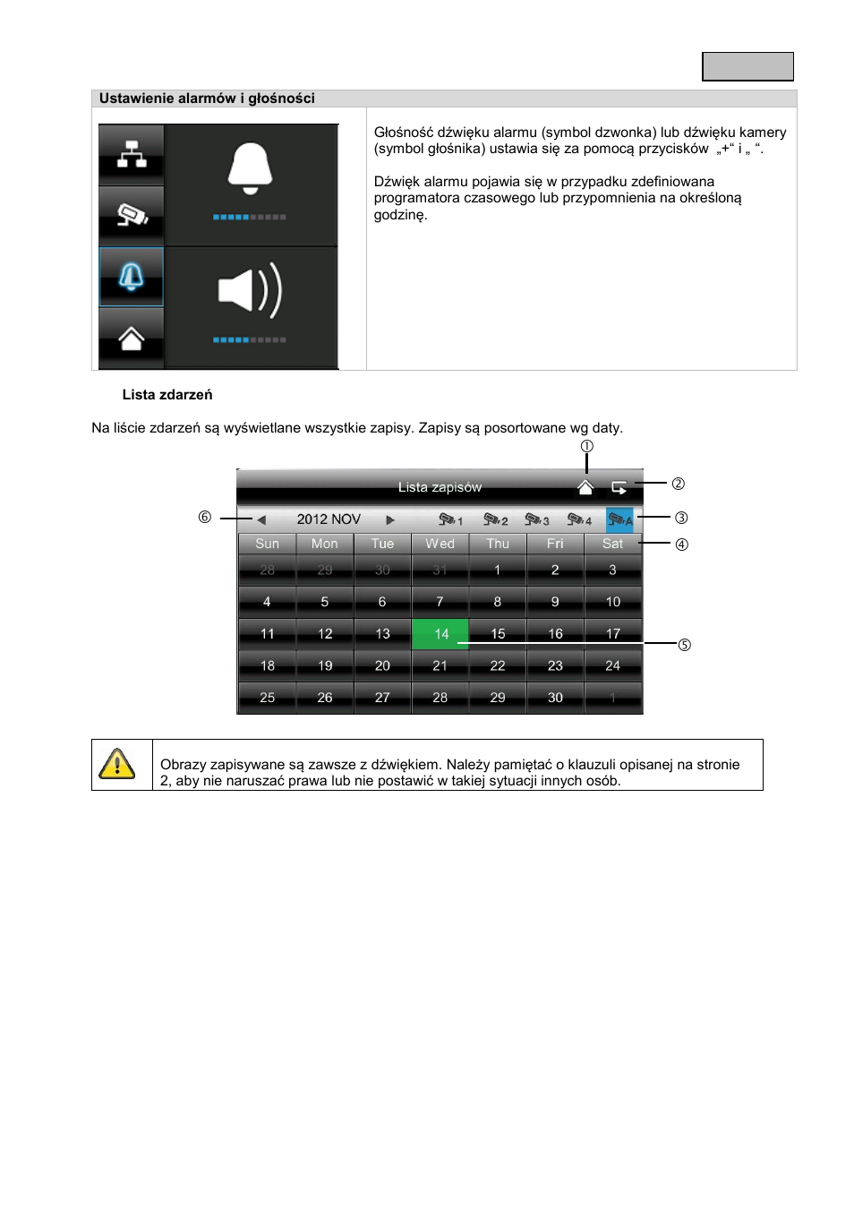 Lista zdarzeń, Lista zapisów | ABUS TVAC16000B User Manual | Page 51 / 139