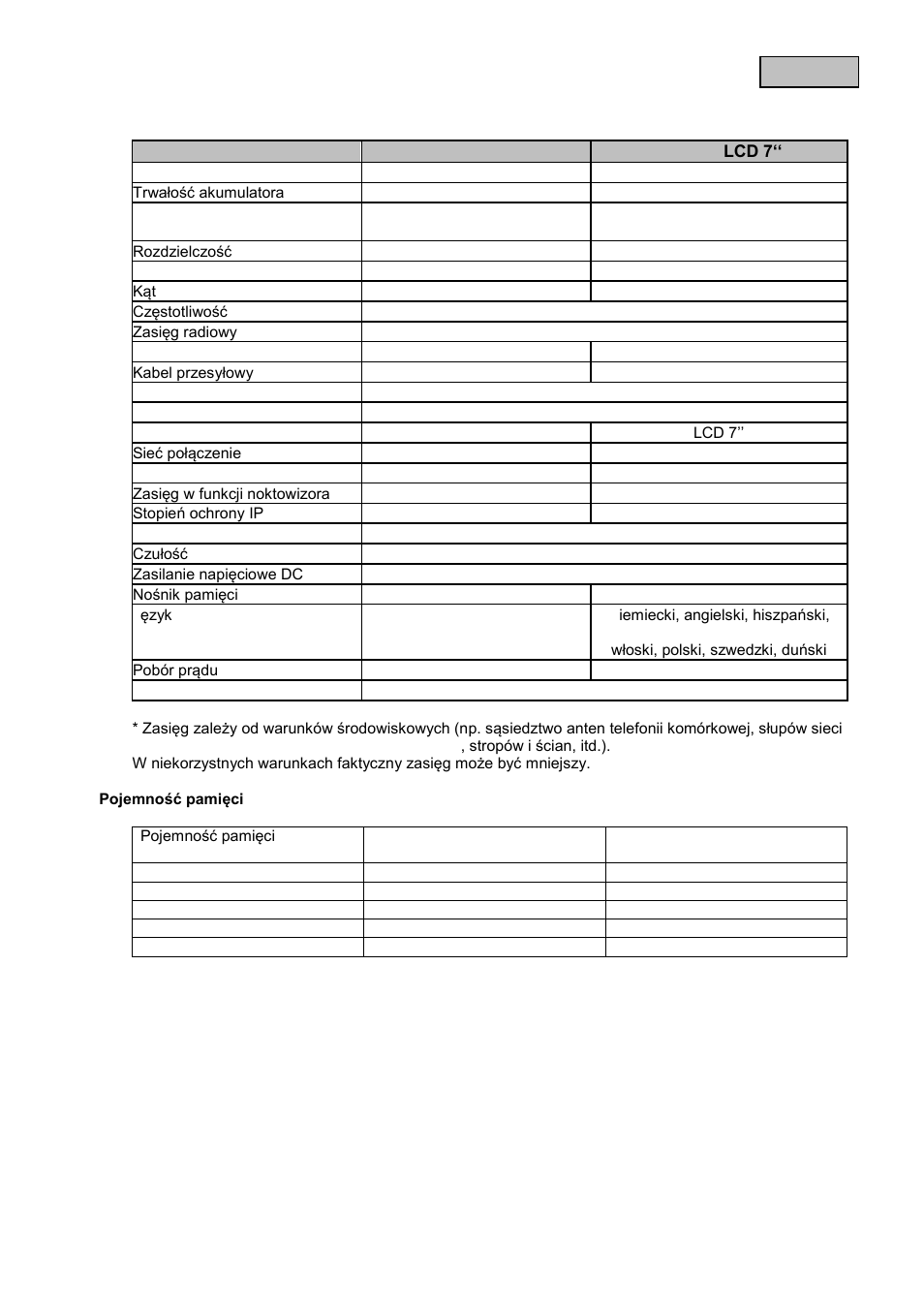 Dane techniczne | ABUS TVAC16000B User Manual | Page 69 / 139