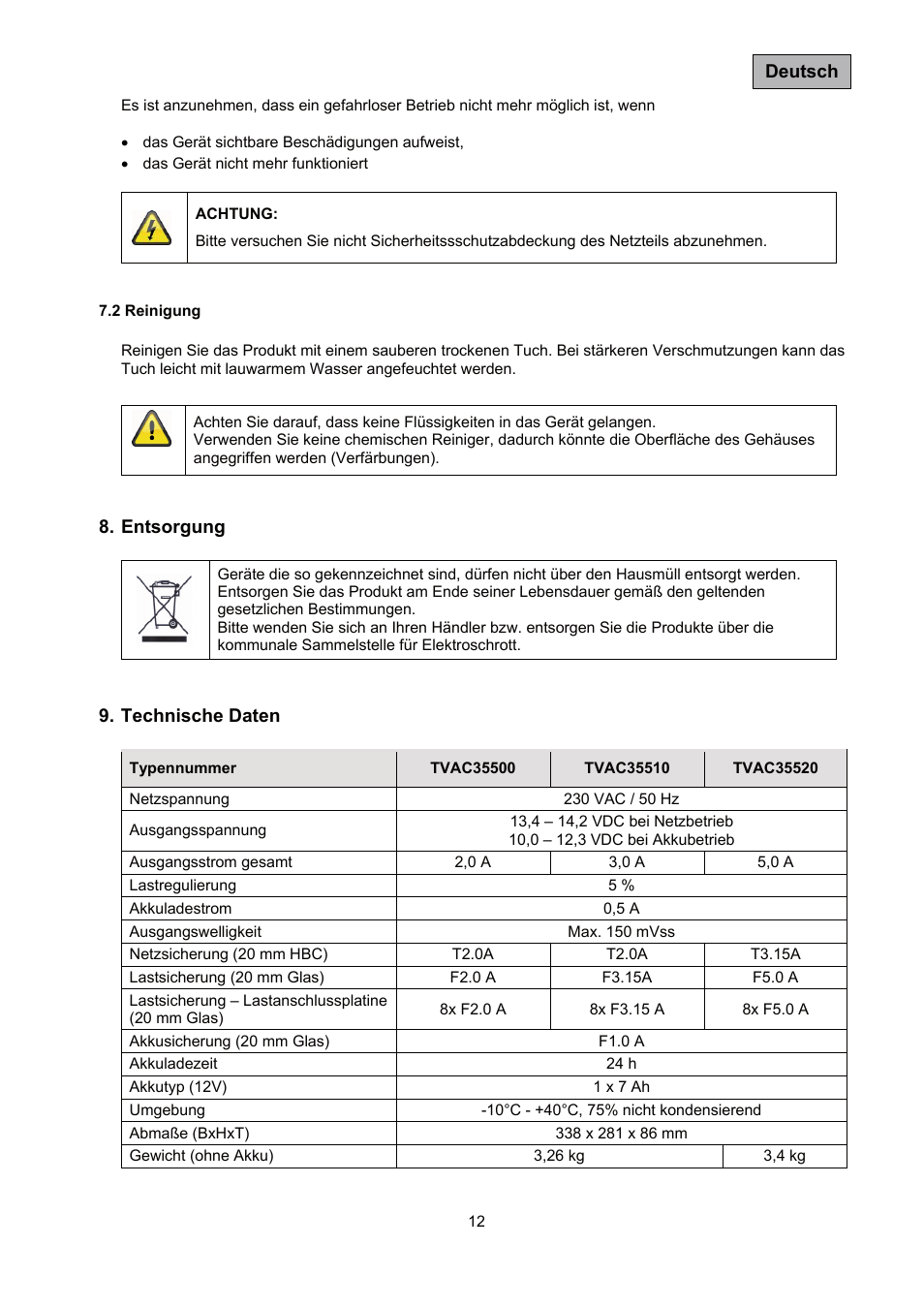ABUS TVAC35500–TVAC35520 User Manual | Page 12 / 52