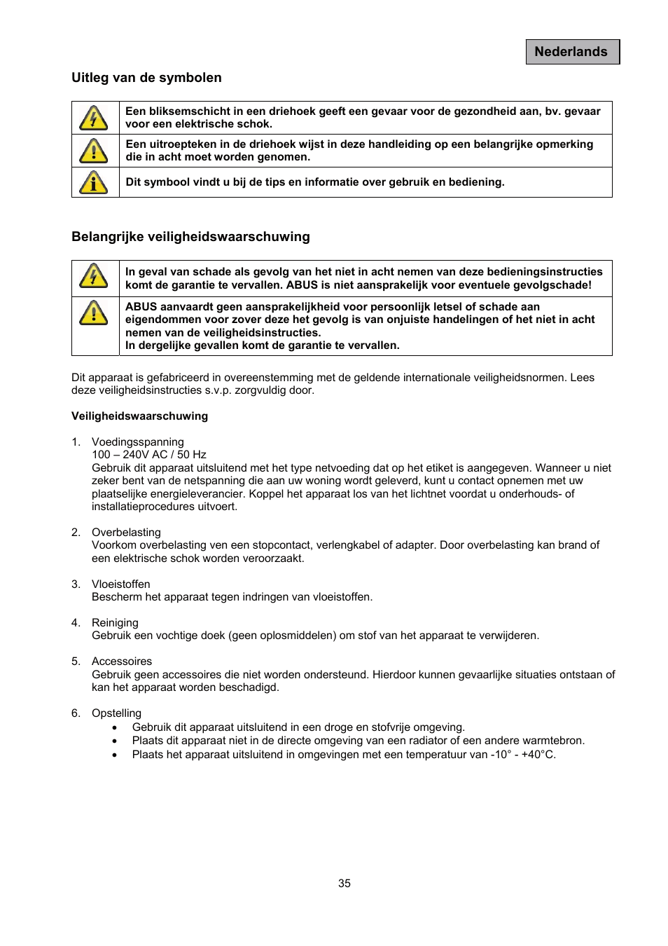 ABUS TVAC35500–TVAC35520 User Manual | Page 35 / 52