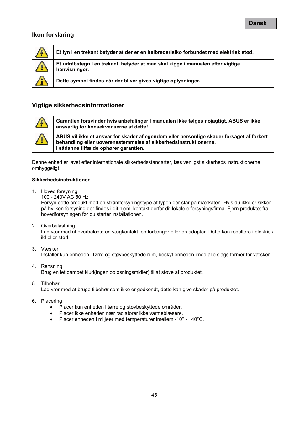 ABUS TVAC35500–TVAC35520 User Manual | Page 45 / 52