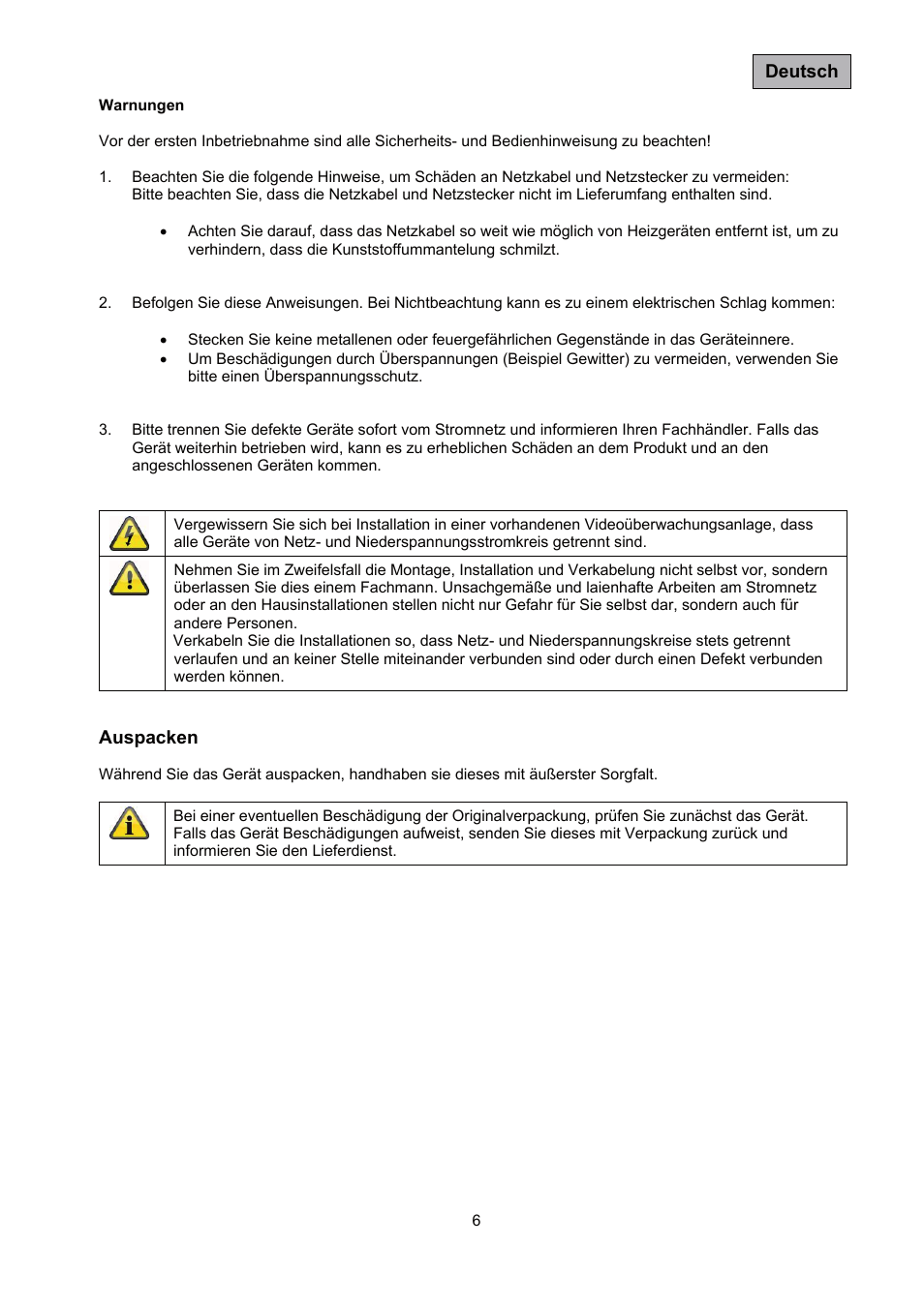 ABUS TVAC35500–TVAC35520 User Manual | Page 6 / 52